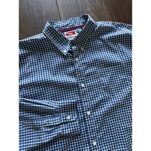 Wrangler Performance Gingham Check Button Down Shirt Men's 2XLT Blue White